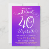 Stijlvolle veertig moderne roze gradiënt uitnodigi feestdagenkaart (Voorkant)