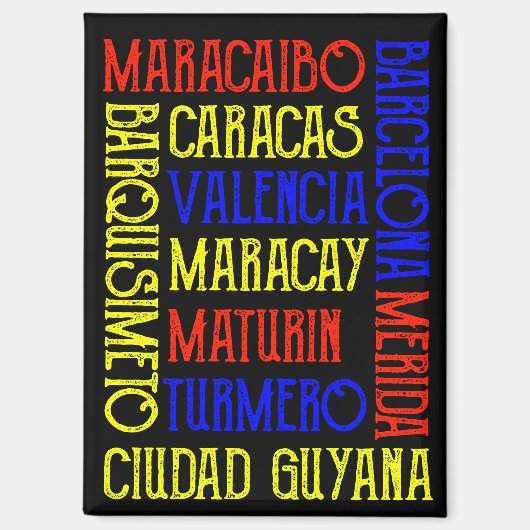 Stijlvolle Venezuela Caracas stadsnamen Magneet (Voorkant)
