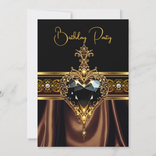 Stijlvolle Verjaardag Chocolade Goud Zwart hart Kaart (Voorkant)