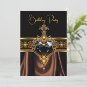 Stijlvolle Verjaardag Chocolade Goud Zwart hart Kaart (Staand voorkant)