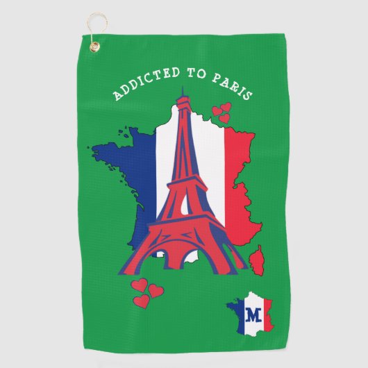 Stijlvolle VERLIEFD OP PARIS Monogram Golfhanddoek (Voorkant)