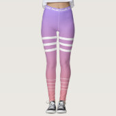 Stijlvolle verlooproze paarse werkout leggings (Voorkant)