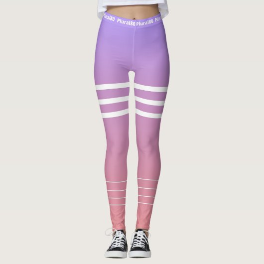 Stijlvolle verlooproze paarse werkout leggings (Voorkant)
