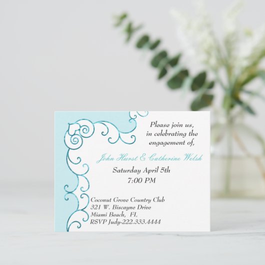 Stijlvolle verlovingsfeestuitnodiging kaart (Staand voorkant)