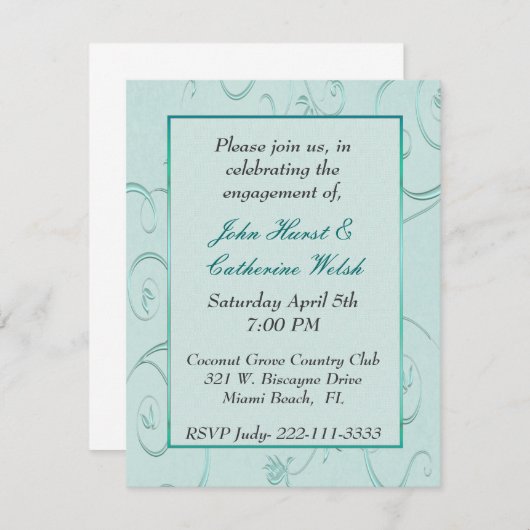 Stijlvolle verlovingsfeestuitnodiging kaart (Voorkant / Achterkant)