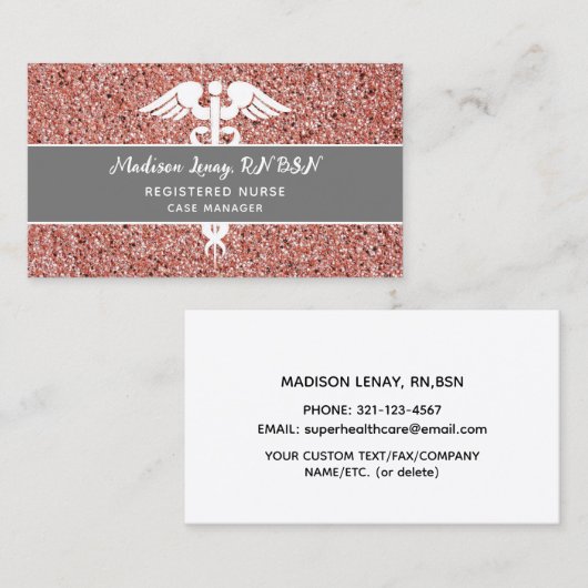 Stijlvolle Verpleegster Roos Goud Roze Medisch Visitekaartje (Voorkant / Achterkant)