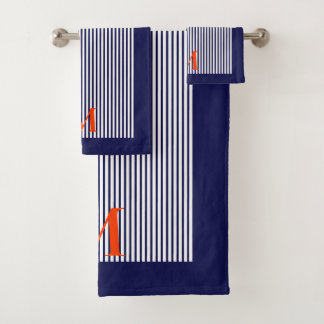 Stijlvolle verticale blauwe strepen kust bad handdoek