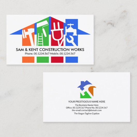 Stijlvolle verticale handboardtop visitekaartje (Voorkant / Achterkant)