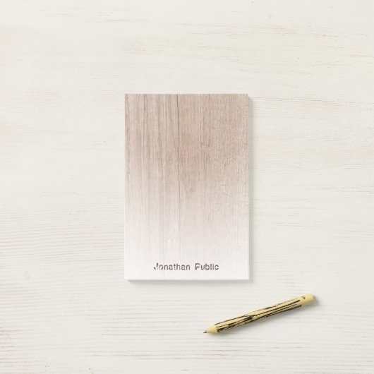 Stijlvolle, vervormde tekst Elegant bruin hout Post-it® Notes (Op bureau)