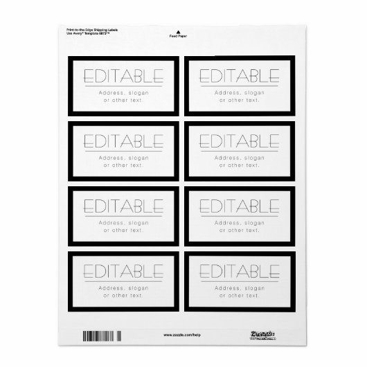 Stijlvolle verwisselbare tekst met rand etiket (Full Sheet)