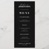 Stijlvolle Vet Script Typografie Gast Naam Bruilof Menu (Voorkant)