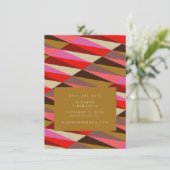 Stijlvolle Vette 60s Geometric Gold Black en Roze Save The Date (Staand voorkant)
