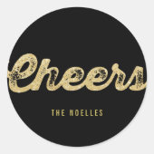 Stijlvolle, vette gouden glitters Vrolijk Nieuwjaa Ronde Sticker (Voorkant)