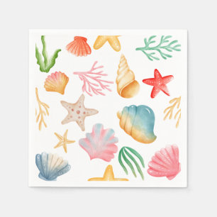 Stijlvolle Vibrant Ocean Marine Zee Shell Kleurrij Servet