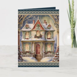 Stijlvolle Victoriaans kerst Feestdagen Kaart