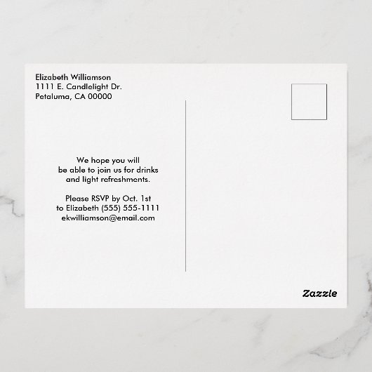 Stijlvolle viering van Life Black Gold Leaves Folie Uitnodiging Briefkaart (Achterkant)