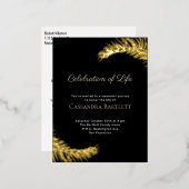 Stijlvolle viering van Life Black Gold Leaves Folie Uitnodiging Briefkaart (Voorkant / Achterkant)