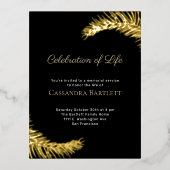 Stijlvolle viering van Life Black Gold Leaves Folie Uitnodiging Briefkaart (Voorkant)