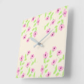 Stijlvolle vierkante klok met roze Floral (Hoek)
