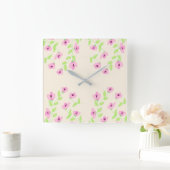 Stijlvolle vierkante klok met roze Floral (Huis)