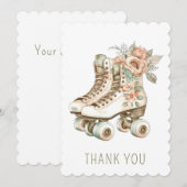 Stijlvolle vintage bloemrijke retro rollerschaatse kaart (Voorkant / Achterkant)