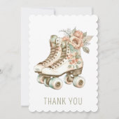 Stijlvolle vintage bloemrijke retro rollerschaatse kaart (Voorkant)