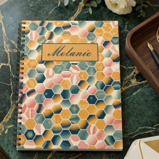 Stijlvolle vintage geometrische zeshoeken geperson notitieboek