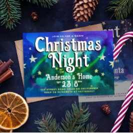 Stijlvolle Vintage Hemelsblauwe Kerstnacht  Kaart