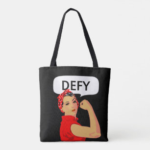 Stijlvolle vintage sterke vrouw & bewerkbare tarti tote bag