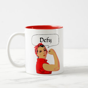 Stijlvolle vintage sterke vrouw & bewerkbare tarti tweekleurige koffiemok
