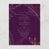 Stijlvolle Violet Gold Sprigs Modern Engagement Pa Uitnodiging Briefkaart (Voorkant)