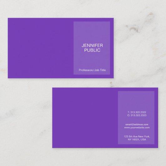 Stijlvolle Violet Modern Professioneel Creatief Ch Visitekaartje (Voorkant / Achterkant)