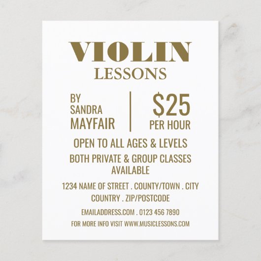 Stijlvolle Violin Lessons Adverteren Flyer (Voorkant)