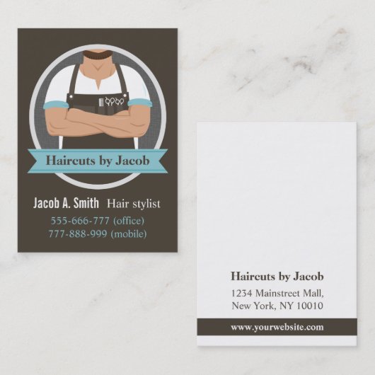 Stijlvolle Visitekaartjes voor hardbladige hipster (Voorkant / Achterkant)