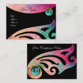 STIJLVOLLE VLEUGELS MONOGRAM ,AQUA BLAUW ,roze, gr Visitekaartje (Voorkant / Achterkant)