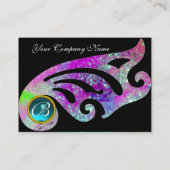 STIJLVOLLE VLEUGELS MONOGRAM ,AQUA BLAUW roze, paa Visitekaartje (Achterkant)