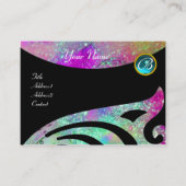 STIJLVOLLE VLEUGELS MONOGRAM ,AQUA BLAUW roze, paa Visitekaartje (Voorkant)