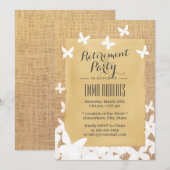 Stijlvolle vliegButterflies Burlap Retirement Kaart (Voorkant / Achterkant)
