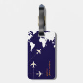 Stijlvolle vliegreis bagagelabel (Achterkant verticaal)