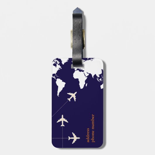 Stijlvolle vliegreis bagagelabel (Achterkant verticaal)
