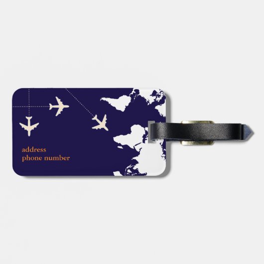 Stijlvolle vliegreis bagagelabel (Achterkant horizontaal)