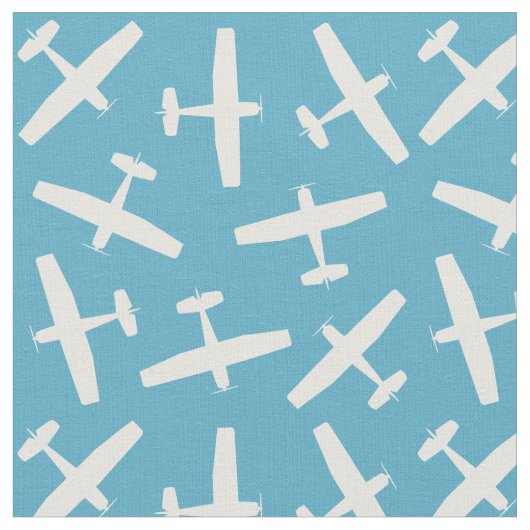 Stijlvolle Vliegtuig Plain Pattern Retro Blue Stof (Close Up)