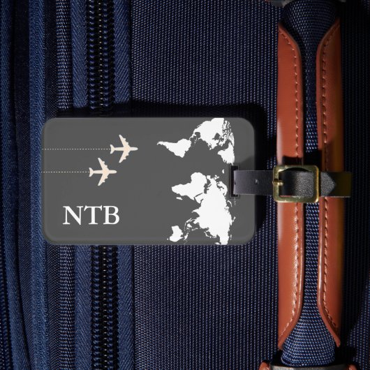 Stijlvolle vliegtuigreiziger bagagelabel (Voorkant Insitu 4)