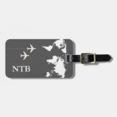 Stijlvolle vliegtuigreiziger bagagelabel (Voorkant horizontaal)