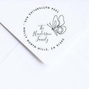Stijlvolle vlinder elegante familie retour adres  zelfinktende stempel