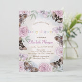 Stijlvolle vlinders met bloemen bezaaid Baby showe Kaart (Staand voorkant)