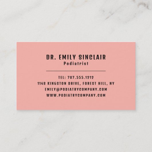 Stijlvolle voetafdrukken, Podiatry Clinic, Podiatr Visitekaartje (Achterkant)