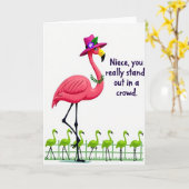 Stijlvolle Vogel Niece Moederdag Kaart (Gele Bloem)