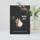 Stijlvolle  voor bruid & bruidegom foto overlay hu bedankkaart (Staand voorkant)