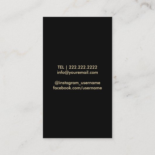Stijlvolle vormgeving en haartoppen Elegant Black  Visitekaartje (Achterkant)